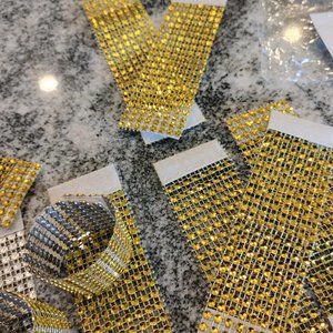 12 Napkin rings, gold/yellow napkin rings (new)